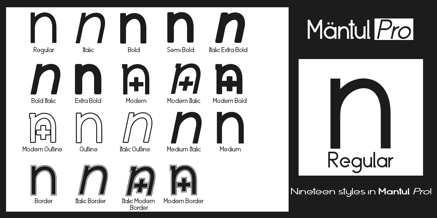 Пример шрифта Mantul Pro Medium
